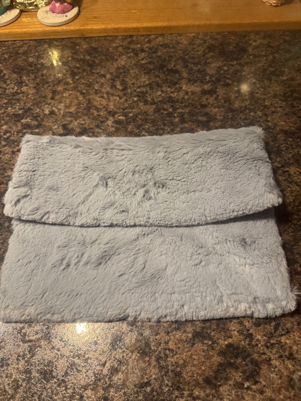 Soft Plush Foldover Clutch - Light Gray